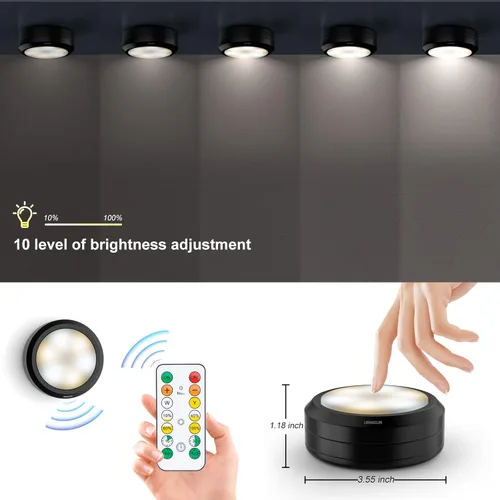 Miniatura 2 de Luces de disco con control remoto, luz LED de disco inalámbrica para cocina, luces bajo gabinete que funcionan con baterías, iluminación regulable