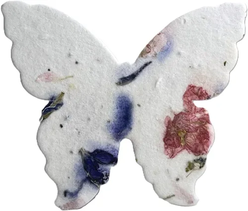 Miniatura 10 de Of The Earth Papel hecho a mano – Papel de semillas de flores silvestres con forma de mariposa – Grande 3 pulgadas – Juego de 100