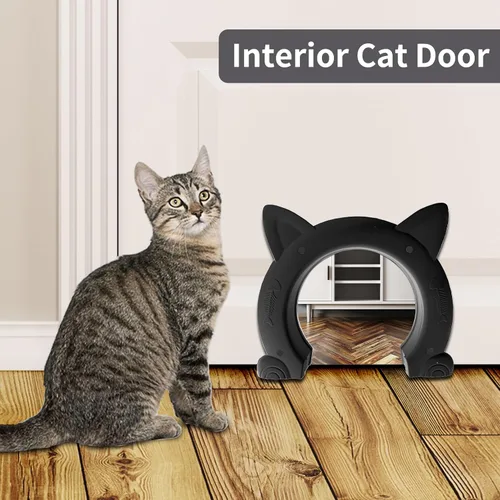 Miniatura 7 de Fhiny Puerta interior de puerta para gatos, puertas de gatitos de 7 pulgadas de diámetro sin solapa para pared, duradera y fácil de instalar, añade