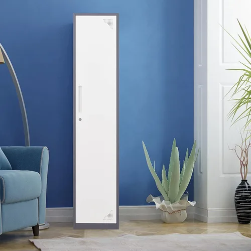 Miniatura 7 de Armario de metal para el hogar, vestidor, armarios de almacenamiento de acero de 71 pulgadas para empleados, armario con cerradura con 1 puerta Gris