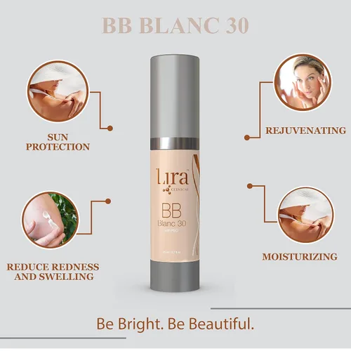 Miniatura 4 de Lira Clinical BB Cream - Crema BB teñida SPF 30 con PSC y vitaminas, cobertura completa, 0.7 onzas líquidas (Blanc 30)