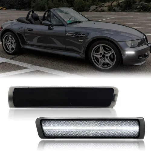 Miniatura 10 de Luces de señal de giro LED secuenciales frontales ámbar de reemplazo para Z3 Coupe/Roadster 1996-2002, lente ahumada, marcador lateral dinámico