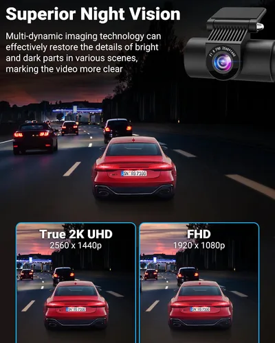 Miniatura 4 de Cámara de tablero 2K de 3 canales, cámara de tablero 2K+1080P frontal y trasera 360 Dual Dash Cam WiFi incorporado 2K+1080P+1080P Cámara triple