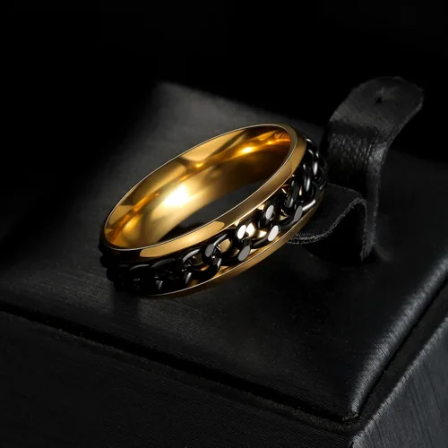 Miniatura 47 de Anillos giratorios para la ansiedad para hombre, anillos clásicos de cadena para mujeres y adultos, anillo de acero de titanio