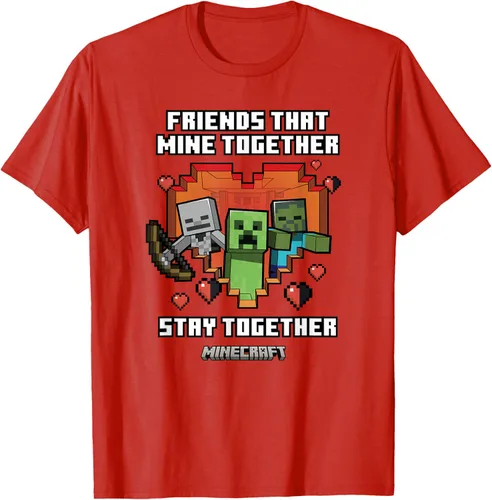 Miniatura 36 de Minecraft Camiseta de San Valentín Friends That Mine Together Mobs, Negro