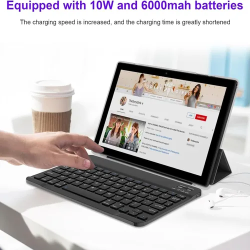 Miniatura 4 de Tablet Android 15 de 10 pulgadas, tabletas 2 en 1 con teclado/ratón/estuche/lápiz capacitivo, 8 GB de RAM+32 GB ROM/1 TB Expandir Tableta