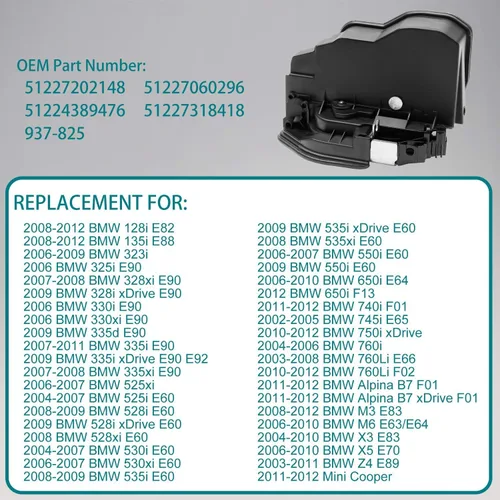 Miniatura 2 de HQPASFY Motor Actuador de Cerradura de Puerta Trasera Derecha Eléctrica Compatible con BMW E60 E65 E70 E90 E92 (1 3 5 7 M N X3 X5 Z4 Series y Más)
