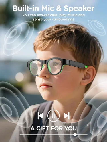 Miniatura 8 de Gafas de luz azul para niños con audio Bluetooth, gafas inteligentes, luz RGB de 7 colores, regalos de gafas inteligentes para niños