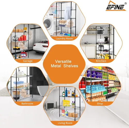 Miniatura 5 de EFINE - Estantería de 5 estantes con forros para estantes, certificado NSF, estantes ajustables de alambre de metal resistente, capacidad de carga
