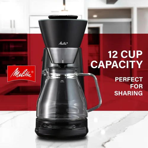 Miniatura 3 de Melitta Vision - Cafetera de goteo de 12 tazas, automática y programable, capacidad de 96 onzas con 5 filtros de café, color negro Automático