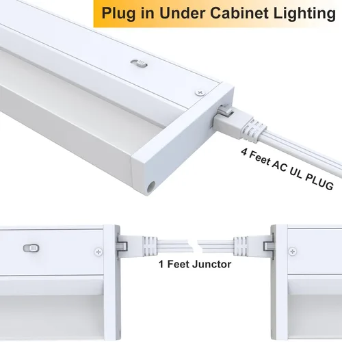 Miniatura 3 de Iluminación para debajo del gabinete de 24 pulgadas, luces LED enchufables y cableadas para debajo del gabinete con 3 temperaturas de color 3000