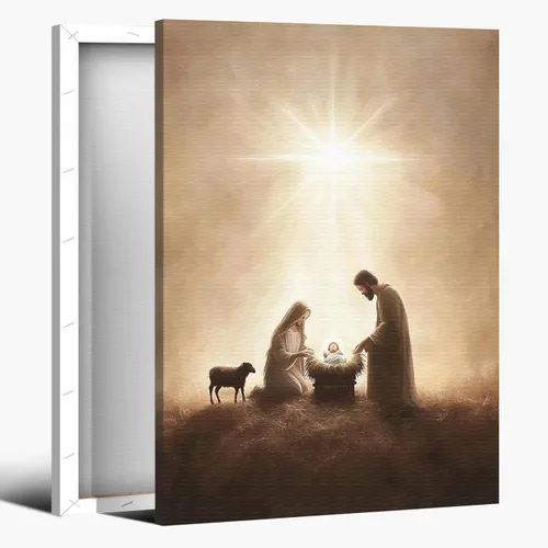 Miniatura 26 de Arte de pared en lona de Jesús y Cordero, Imagen de Jesús Corriendo tras la Oveja Perdida, Arte de pared religioso de Jesús Dejando las 99, Pinturas