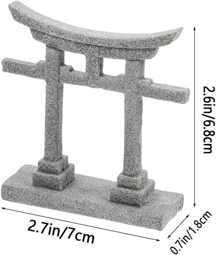 Miniatura 2 de livelyfish Decoración de pecera de puerta sintoísta japonesa Torii, estatua asiática de acuario, estatua asiática, santuario de Japón, puente