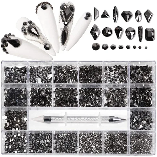Miniatura 22 de 1 caja 3D lindo oso/pajaritas/mariposa resina decoración de uñas Aurora flores diseños holográficos adornos de uñas falda suministros de uñas