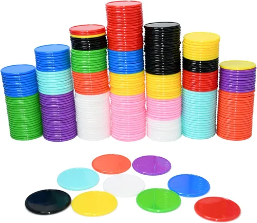 Smartdealspro Fichas de póquer de plástico opaco de 1 1/2 pulgadas, 1.457 in, 10 colores, contadores de discos con caja para juegos de cartas de