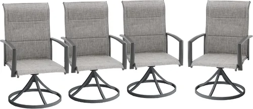Miniatura 32 de VICLLAX Juego de 2 sillas de comedor giratorias para patio, sillas de exterior de tela de malla de textileno acolchada con reposabrazos para porche