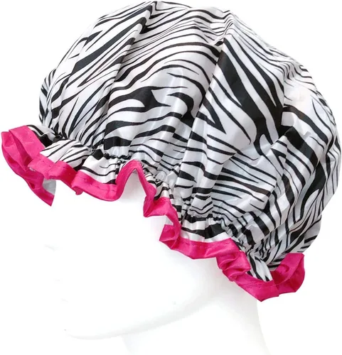 Miniatura 5 de Wrapables® Elegantes gorros de ducha impermeables de doble capa (juego de 4), estampado animal y puntos