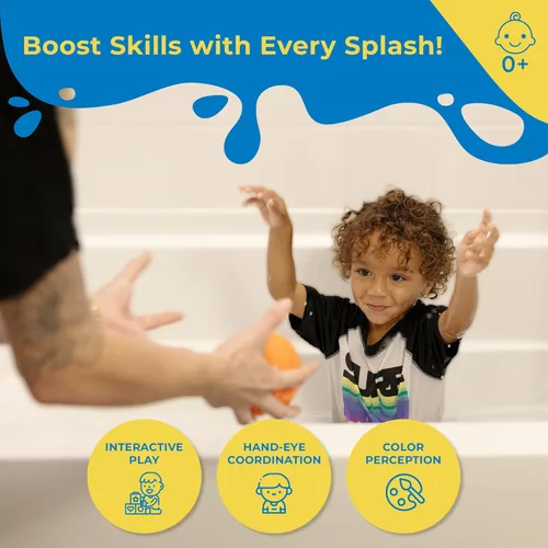 Miniatura 4 de SplashEZ Juguetes de Baño Deportivos para Bebés Juguetes de Baño sin Molde para Niños y Pequeños sin Agujeros para Agua Juego de Pelotas