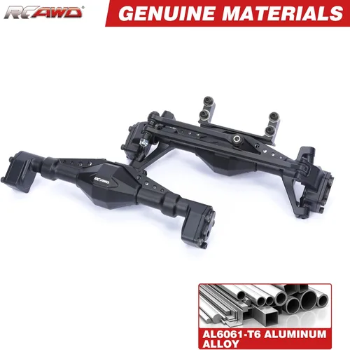 Miniatura 5 de RCAWD Para 1/18 Axial UTB18 Capra Trail Buggy Crawlers Upgrades, eje trasero y de dirección ensamblado y carcasa del eje delantero y trasero sin