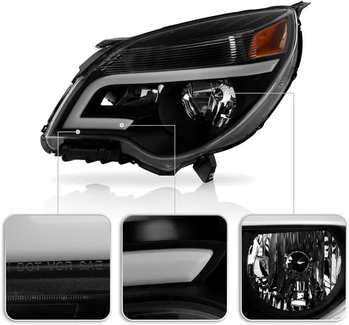 Miniatura 4 de ACANII - For [Halogen Model] 2010-2015 Chevy Equinox Black Upgrade Style LED Tube Headlights Headlamps Pair Left+Right