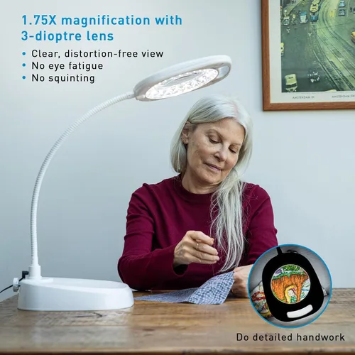 Miniatura 2 de daylight Lámpara LED con lupa, lámpara de pie y mesa, lámpara de pie para sala de estar, dormitorio, salón, oficina, control táctil, brazo flexible