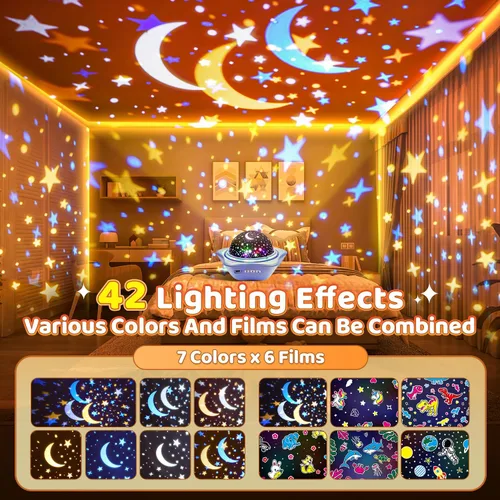 Miniatura 2 de Luz nocturna para niños, proyector de luz nocturna para bebé, luces nocturnas para dormitorio, proyector de estrellas, luces de estrella