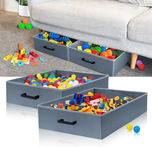 Miniatura 8 de Almacenamiento debajo del sofá, paquete de 2 contenedores debajo de la cama, almacenamiento plegable debajo del sofá mantiene las cosas fuera, caja