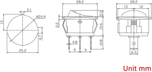 Miniatura 7 de ESUPPORT Interruptor de palanca de luz LED azul de punto redondo de 0.984 in, 12 V, 25 A, tablero de tablero de encendido y apagado, paquete de 5