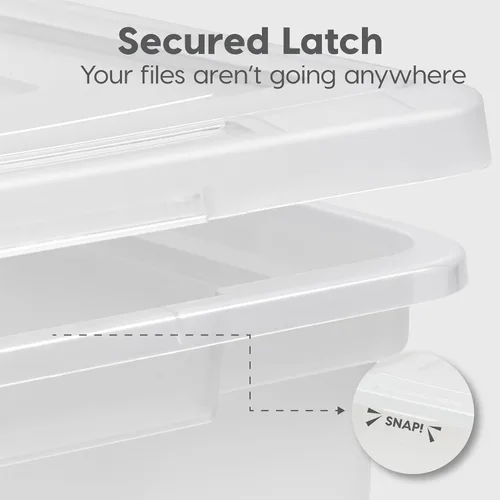 Miniatura 4 de IRIS USA Caja de archivos, organizador de archivos de plástico con tapas para archivos de cartas/legales, caja de documentos portátil para mudanza