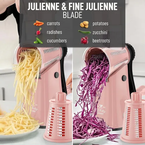 Miniatura 6 de Zulay Kitchen Rallador Rotativo de Queso de 5 Cuchillas Rallador de Queso - Rallador de Queso Manual de Manivela con Succión Reforzada y 5 Tambores