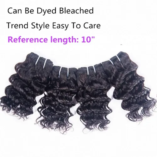 Miniatura 3 de Extensiones de cabello humano brasileño ondas profundas 4 paquetes 50 g 20 cm 10A rizado corto y esponjoso, onda profunda cosida en remmy, cabello