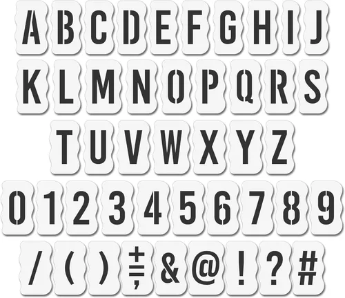 Juego de plantillas de letras de 4 pulgadas (45 piezas) – Plantillas reutilizables del alfabeto y números para álbumes de recortes, fabricación de