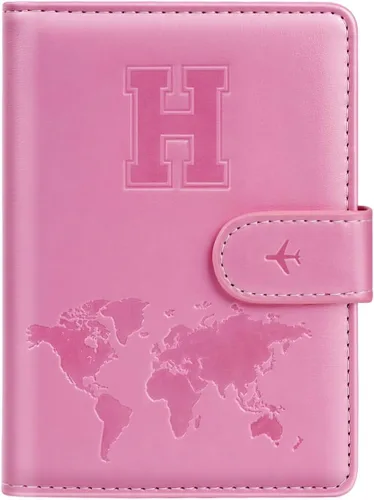 Miniatura 55 de Funda para Pasaporte Personalizada con Letra de la A a la Z, Billetera de Viaje con Bloqueo RFID, Funda para Pasaporte, Estuche para Pasaporte