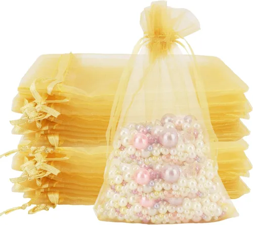 Miniatura 16 de Bolsas de organza de 4 x 6, 100 bolsas de malla transparente con cordón, pequeñas bolsas de regalo de malla, bolsas de regalo con cordón, bolsas