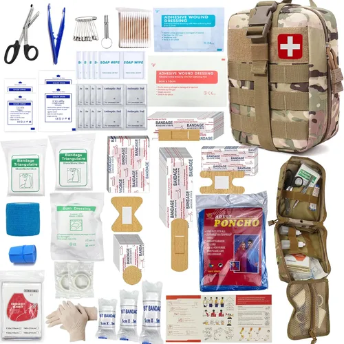 Miniatura 9 de Juego de 293 piezas – Kit de primeros auxilios Molle Bolsas de supervivencia de emergencia adecuado para actividades al aire libre, hogar, escuela