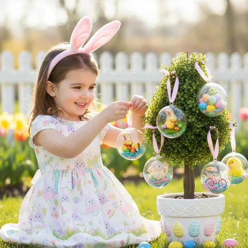 Miniatura 4 de Barelove Esferas transparentes rellenables para Pascua, 10 bolas transparentes para manualidades, esferas decorativas colgantes de plástico