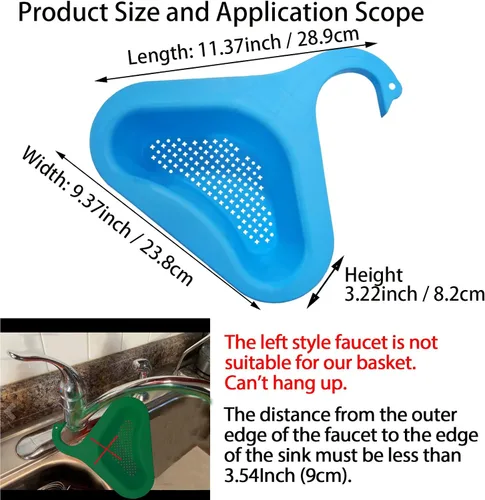 Miniatura 2 de Cesta de drenaje para fregadero de cocina, cesta de drenaje de cisne para fregadero de cocina, estante escurridor multifuncional triangular, filtro
