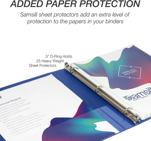 Miniatura 440 de Samsill - Carpeta duradera de 5 pulgadas, fabricada en los Estados Unidos, con anillos en D, transparente y personalizable, color blanco