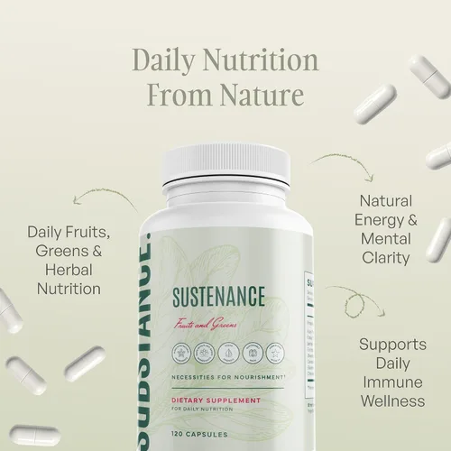 Miniatura 3 de SUBSTANCE. - Nature's Sustenance - Suplemento diario de verduras, frutas y verduras - Cápsulas de vitaminas superalimentos - Mejora la energía