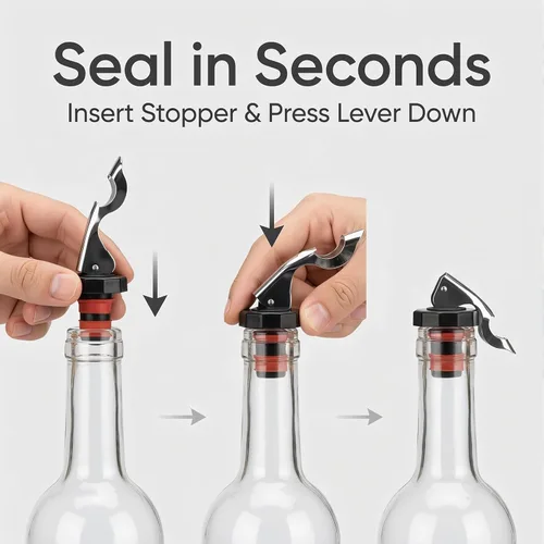 Miniatura 7 de Paquete de 5 tapones para botellas de vino para botellas de vidrio, tapones de botella de soda y Coca-Cola para champán, bebidas carbonatadas