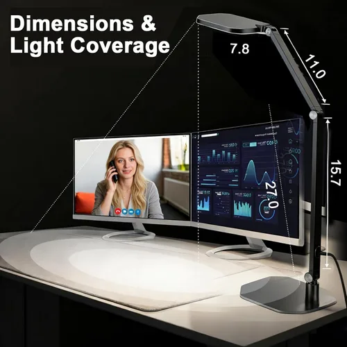 Miniatura 9 de NS Lámpara de escritorio LED profesional con control remoto, luz regulable CRI95+ para cuidado de los ojos, temperatura de color ajustable de 3000K
