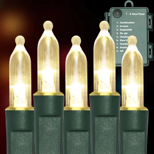 Luces de Cadena Operadas por Batería, 50 LED 18 pies Luces de Navidad Luces Mini con Temporizador y 8 Modos, para Árbol de Navidad, Corona, Fiesta,