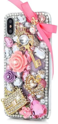 Miniatura 20 de Funda brillante compatible con Samsung Galaxy S20 FE 5G – Elegante funda 3D hecha a mano con diseño de diamantes de imitación de rosas, rosas