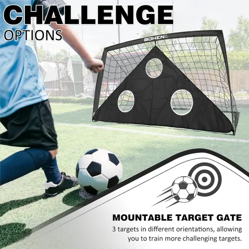 Miniatura 4 de BOHEN 6x4 FT Kids Soccer Goals with Carry Bag, Portable Folding Soccer Net for Backyard Training, Indoor/Outdoor Use for Youth and Adult Negro