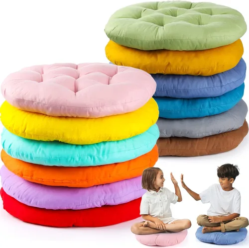 Fumete 12 cojines de suelo de 16 x 16 pulgadas, cojines redondos de color para sillas de suelo de lectura, para niños y adultos, suministros de