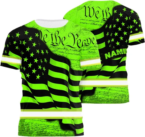 Maddly Colección de ropa de trabajo de alta visibilidad con bandera de EE. UU., personalizada con nombre para trabajadores, corredores, camioneros,