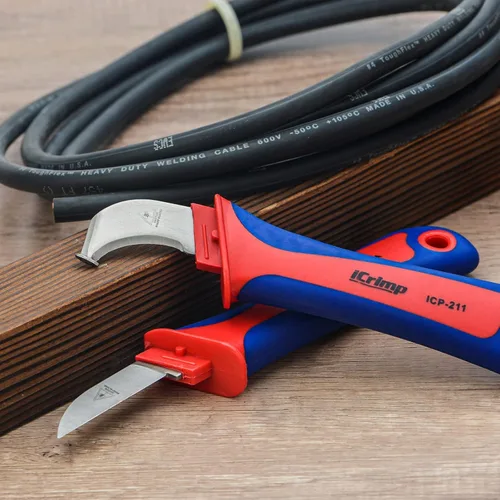 Miniatura 9 de iCrimp - Cuchillo de utilidad para pelar cables y lengüetas de cable de batería, herramientas para prensar con cortador de alambre