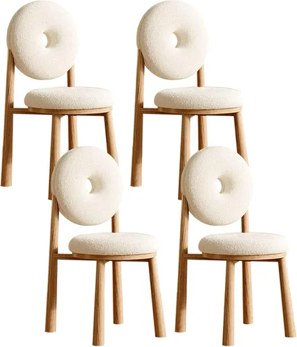 Miniatura 15 de Donut Dining Chairs,Makeup Chair,Kitchen Room Chairs Nordic Back, Dining Room with Metal Legs,Living Room Chair for Home Bedroom Cream Wind Brownish