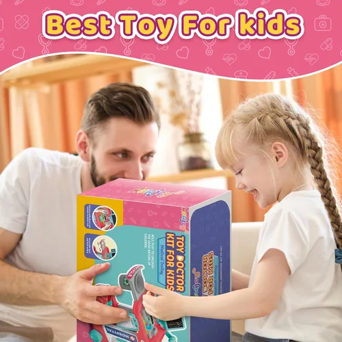 Miniatura 7 de Kit de médico para niños – Juego de doctor de simulación para niños pequeños con estetoscopio – Juego médico de juguete para niños y niñas – Kit