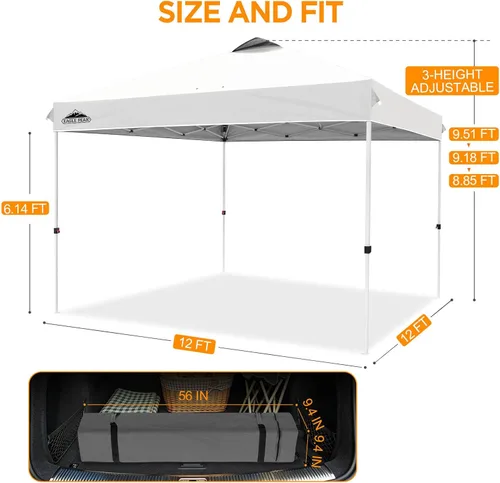 Miniatura 67 de EAGLE PEAK Tienda de campaña desplegable con bolsa de transporte con ruedas, 8 estacas, 4 cuerdas, 4 bolsas de peso, toldo de tienda de campaña